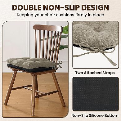Tufted Overstuffed Textured Chair Pads With Ties