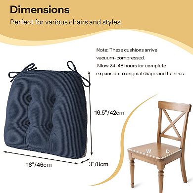 4PC Kitchen Chair Cushions Set Tufted Seat Pads With Ties