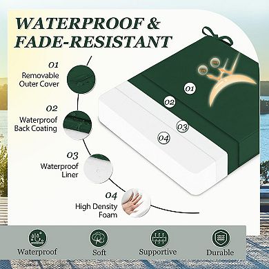 2PC Waterproof Outdoor Chair Cushions Square Seat With Ties Removable Covers Portable Handle