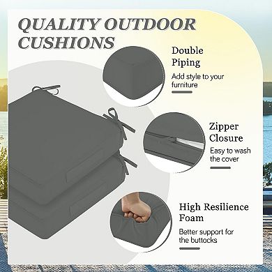 2PC Waterproof Outdoor Chair Cushions Square Seat With Ties Removable Covers Portable Handle