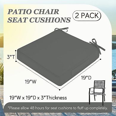 2PC Waterproof Outdoor Chair Cushions Square Seat With Ties Removable Covers Portable Handle