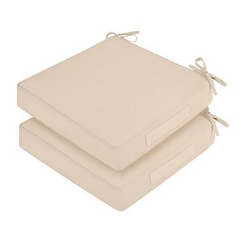 2 pc Waterproof Outdoor Chair Cushions Square Seat With Ties Removable Covers Portable Handle