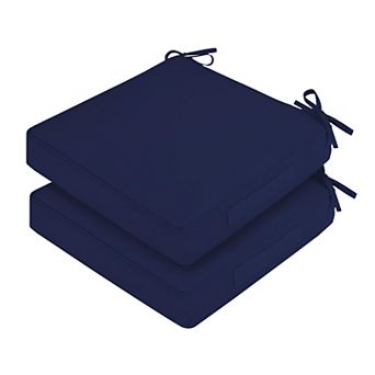 2 pc Waterproof Outdoor Chair Cushions Square Seat With Ties Removable Covers Portable Handle