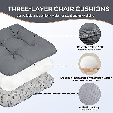 2PC Chair Cushion Dining Memory Foam Waterproof Non Slip Ties