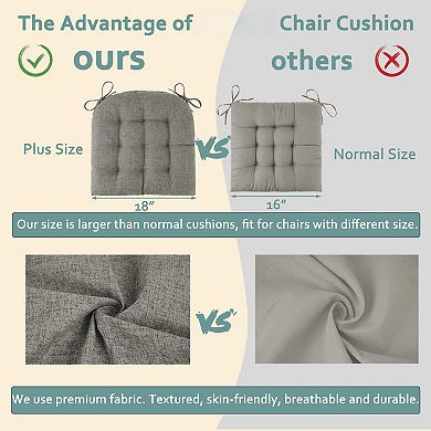 4PC Tufted Chair Cushions U-Shaped Pads With Ties