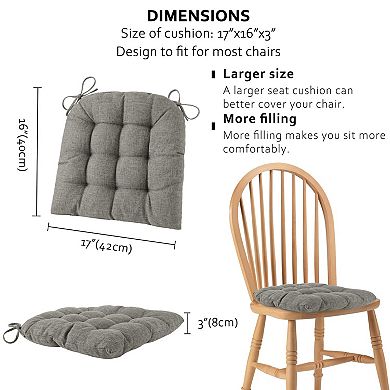 4PC Tufted Chair Cushions U-Shaped Pads With Ties