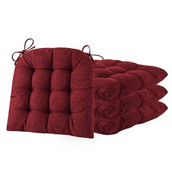 4 pc Tufted Chair Cushions U-Shaped Pads With Ties