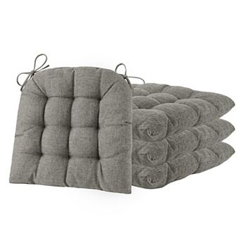 4 pc Tufted Chair Cushions U-Shaped Pads With Ties