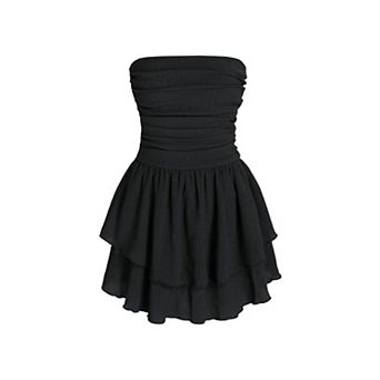 Tube Ruched Ruffle Mini Dress