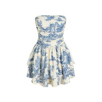 Tube Ruched Ruffle Mini Dress