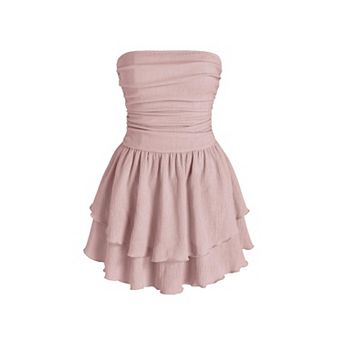 Tube Ruched Ruffle Mini Dress