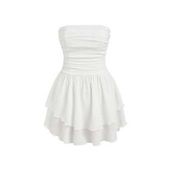 Tube Ruched Ruffle Mini Dress