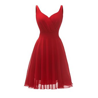 Summer Cocktail Dress V-neck Spaghetti Chiffon Sundress