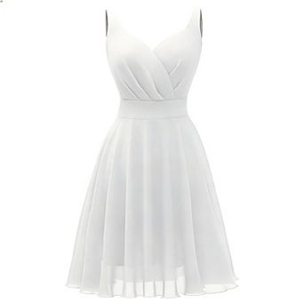 Summer Cocktail Dress V-neck Spaghetti Chiffon Sundress