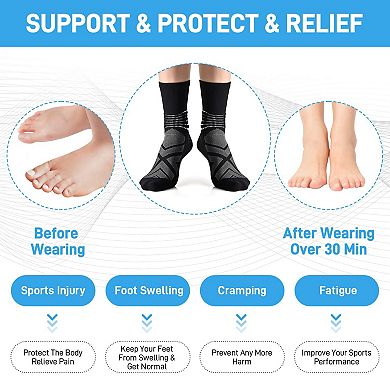 3Packs Compression Ankle Socks Plantar Fasciitis Running Hiking