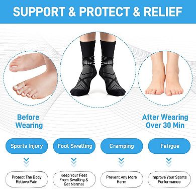 3Packs Compression Ankle Socks Plantar Fasciitis Running Hiking