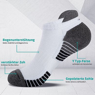 6pairs Athletic Running Ankle Socks Cushioned Anti-blister