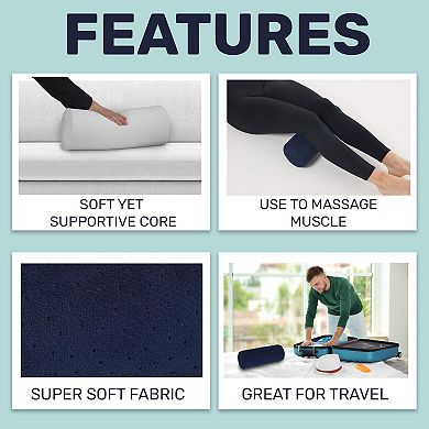 Round Roll Bolster Pillow Neck Support Removable Cover