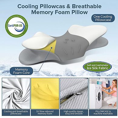 Neckow Memory Foam Pillow Side Sleeper Travel Office
