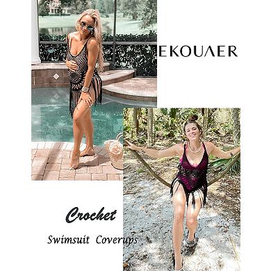 Women Crochet Bikini Cover Up Tassel Beach Dress