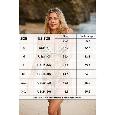 Women Crochet Bikini Cover Up Tassel Beach Dress