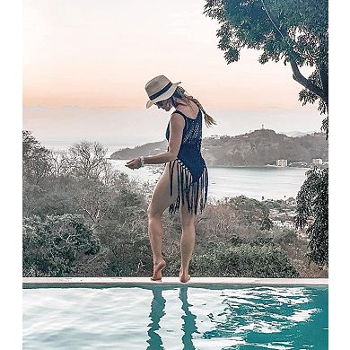 Women Crochet Bikini Cover Up Tassel Beach Dress