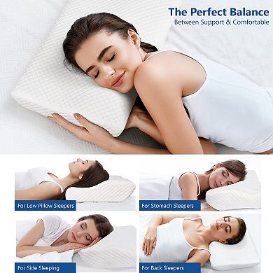 Memory Foam Pillow Neck Adjustable Washable Cover Side Sleepers