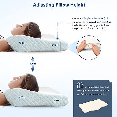 Memory Foam Pillow Neck Adjustable Washable Cover Side Sleepers
