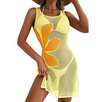 Women's Crochet Cover Up Beach Dress Hollow Out Slit