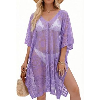 Lace Beach Cover Up V-neck Swimsuit Coverup Women