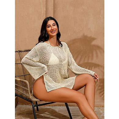 Crochet Sheer Kaftan Beach Coverup Dress