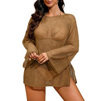 Crochet Sheer Kaftan Beach Coverup Dress