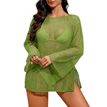 Crochet Sheer Kaftan Beach Coverup Dress