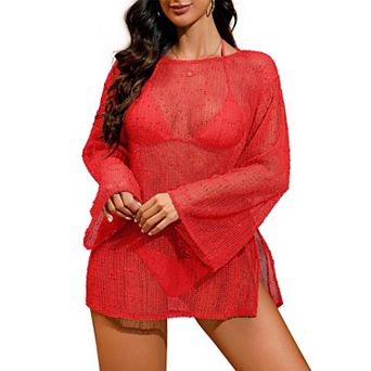 Crochet Sheer Kaftan Beach Coverup Dress