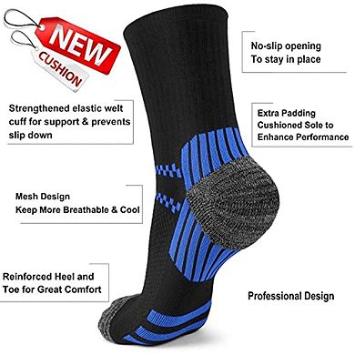 6 Pairs Compression Ankle Socks Arch Support Running