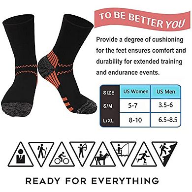 6 Pairs Compression Ankle Socks Arch Support Running