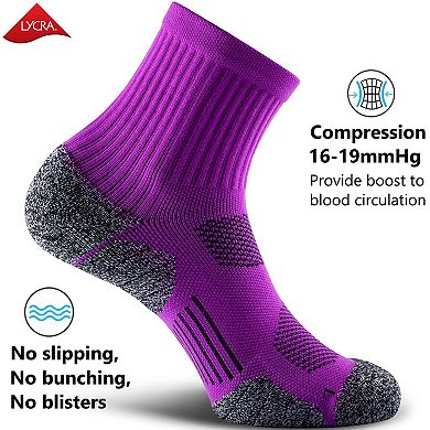 4-pairs Cushioned Compression Sport Quarter Socks Unisex