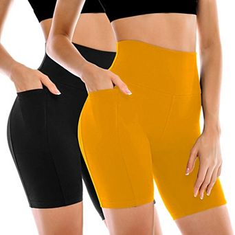 2 Pack Women's Biker Shorts Pockets High Waisted Yoga Running Gym Workout