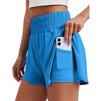 Women's 2 in 1 Running Shorts High-split Athletic 3" Liner Workout Gym Pockets