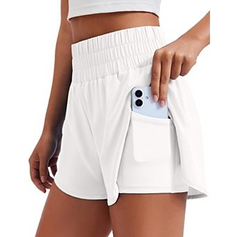 Women's 2 in 1 Running Shorts High-split Athletic 3" Liner Workout Gym Pockets