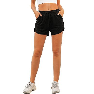 Women Dolphin Athletic Shorts Pockets Drawstring