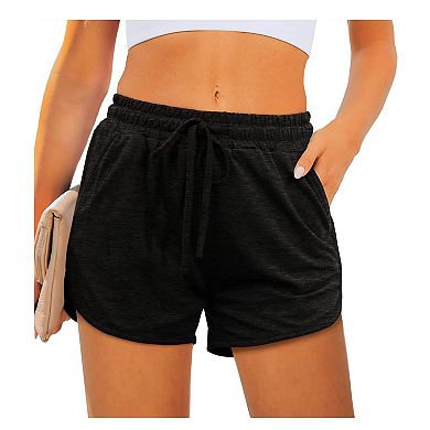 Women Dolphin Athletic Shorts Pockets Drawstring