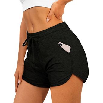 Women Dolphin Athletic Shorts Pockets Drawstring