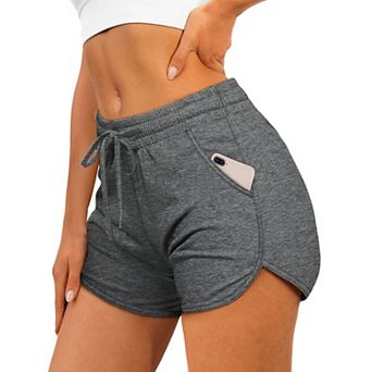 Women Dolphin Athletic Shorts Pockets Drawstring