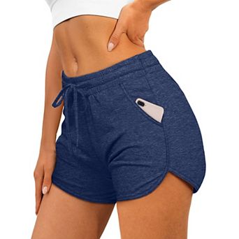 Women Dolphin Athletic Shorts Pockets Drawstring