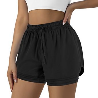 Women's 2 in 1 Running Shorts High-Waisted Liner Pockets