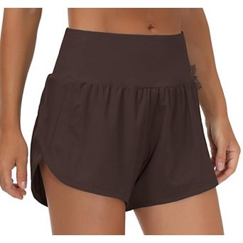 Women's High Waisted Running Shorts Mesh Liner Zipper Pockets