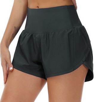 Women's High Waisted Running Shorts Mesh Liner Zipper Pockets
