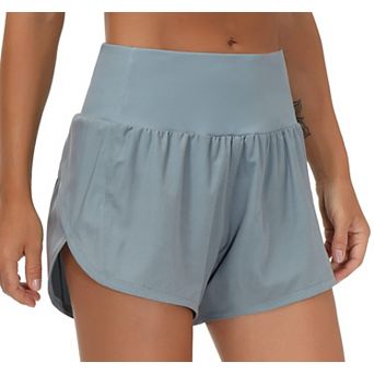 Women's High Waisted Running Shorts Mesh Liner Zipper Pockets