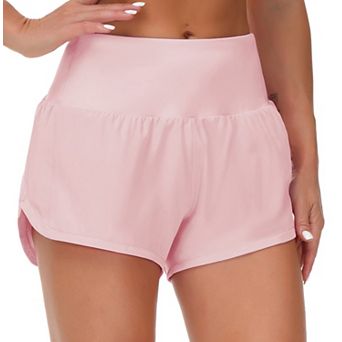 Women's High Waisted Running Shorts Mesh Liner Zipper Pockets